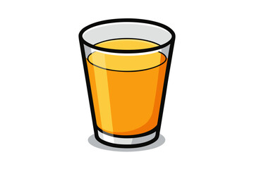 Download this vibrant and refreshing orange juice vector illustration featuring a tall glass filled with bright orange juice and garnished with a lemon slice. 