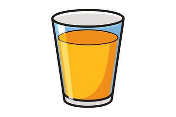 Download this vibrant and refreshing orange juice vector illustration featuring a tall glass filled with bright orange juice and garnished with a lemon slice. 
