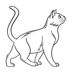 Minimalist line art illustration of cat , created with clean black lines on a white background