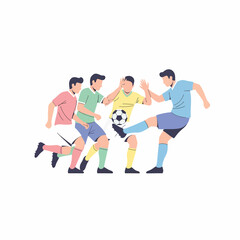 Soccer Players in Action: Colorful Illustration of Football Game.
