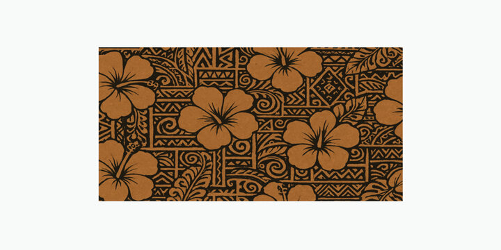 Print   Hibiscus flower with tapa cloth background abstract tribal vector seamless pattern for fabric shirt pillow tablecloth towel wrapping