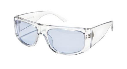 Transparent sunglasses in Y2K style, isolated on white background