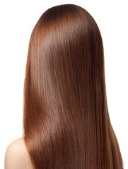 Long, shiny brown hair isolated on transparent background