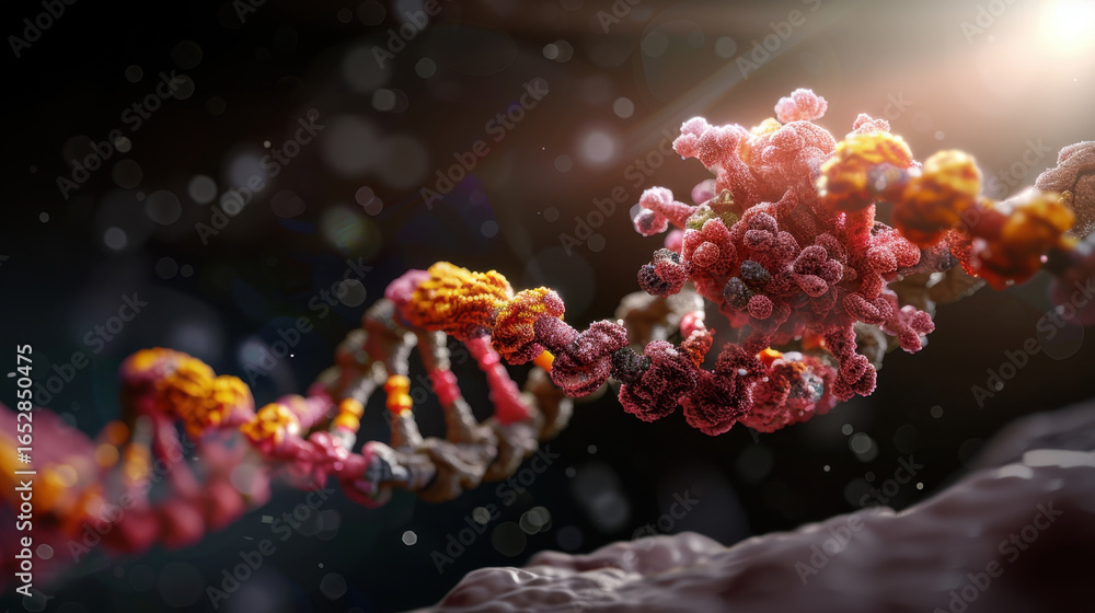 Aufkleber vibrant and intricate representation of dna molecule, showcasing its double helix structure with col