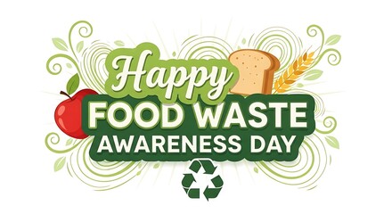 happy food loss and waste awareness day quote typography text with sustainability theme