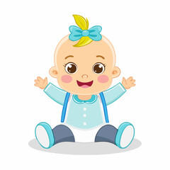 Adorable, simple cartoon baby character, exuding cuteness and joy, isolated on a clean white background, perfect for various designs.