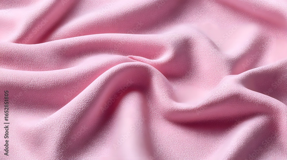 Poster close-up view of soft, textured pink fabric with gentle folds and a subtle surface texture.