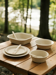 Arrangement of Biodegradable Bowls and Plates