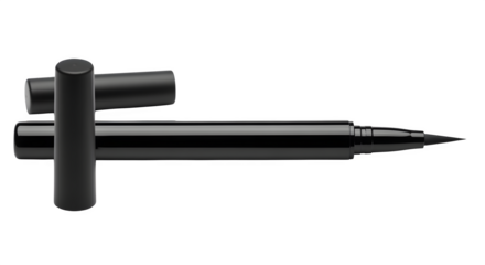 Waterproof eyeliner pen with thin brush tip, isolated on white background