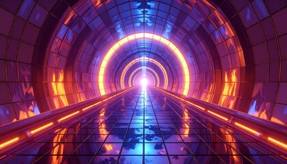 Futuristic tunnel with vibrant neon lights (1)
