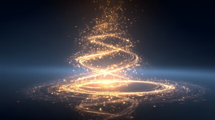 A golden, swirling vortex of light and particles creates a mesmerizing abstract design.