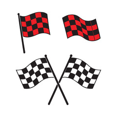 Checkered Racing Flags Set &mdash; Black and White and Red Variants