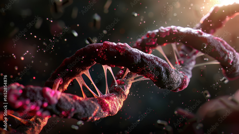 Aufkleber digital representation of dna structure, showcasing intricate details and vibrant colors. image high