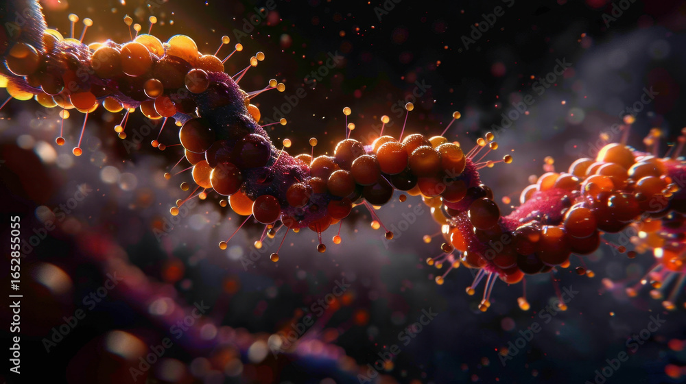 Aufkleber vibrant and intricate representation of molecular structures, showcasing colorful spheres connected 