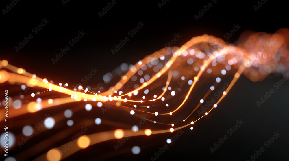 Fototapete abstract visual of glowing lines and dots representing digital data flow and connectivity in a sleek