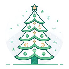Obraz premium Stylized christmas tree with ornaments and star in a circle