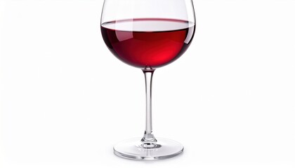 Elegant Glass of Red Wine on Pristine White Background Capturing Rich Color and Sophisticated Mood