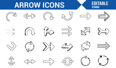 Stylish Arrow Icons Set for Web Design, User Interface Navigation Symbols