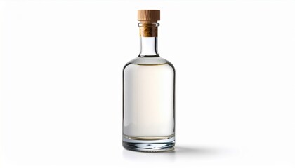 Clear Bottle of White Vinegar on Clean Surface with Natural Light Highlighting Its Simple Elegance