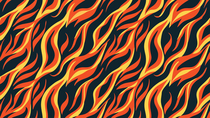 Abstract Seamless Pattern of Wavy Orange and Yellow Stripes
