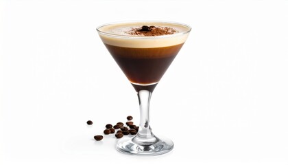 Rich Aromatic Coffee in Clear Glass with Roasted Coffee Beans Creating a Warm Inviting Atmosphere