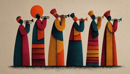 Stylized African brass band