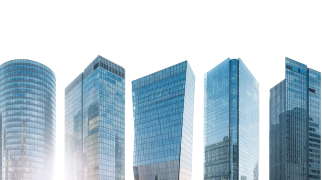  Modern Glass Buildings on a Transparent Background
