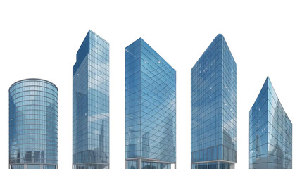 Obraz premium Modern Glass Buildings on a Transparent Background