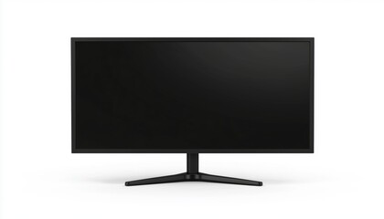 Back View Of Black Lcd Desktop Screen Monitor Stand On White Background Depicted In The Image Or Setting. Ideal For Modern Office Setups.