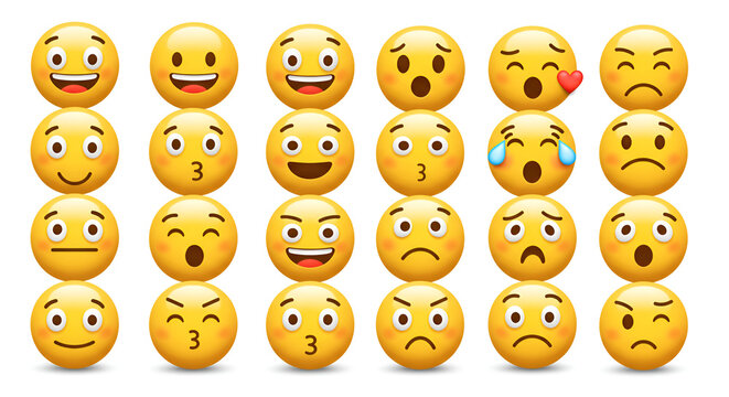 Diverse and expressive emoji set conveying a wide range of emotions and feelings