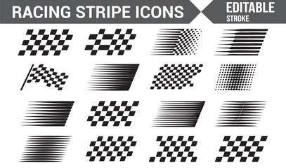 Racing Motion and Checkered Flag Icons for Creative Design Work