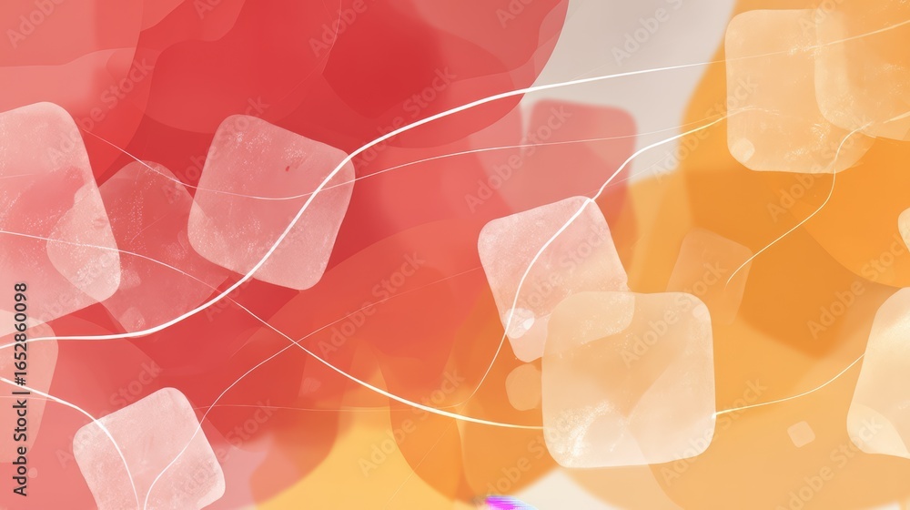 Poster colorful background with squares and lines. the squares are in different sizes and colors, and the l