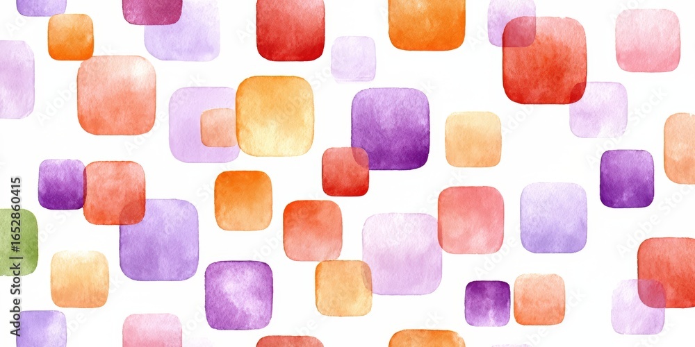 Poster colorful pattern of squares with a white background. the squares are in various colors and sizes