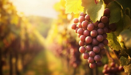 Fototapeta premium Autumn Splendor: Capturing The Beauty Of Vineyard Vines And Wine Grapes Prior To Harvest In The Fall Season.