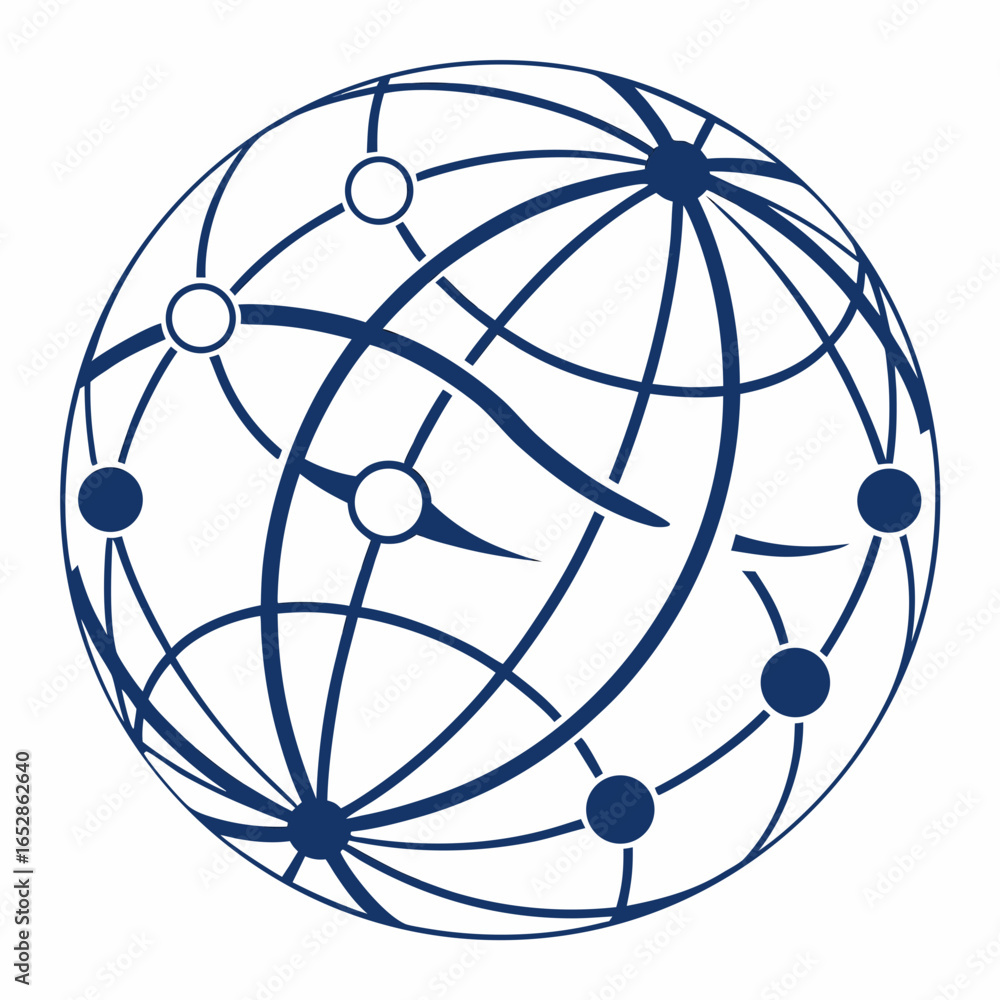 Aufkleber abstract globe network with interconnected nodes and lines representing global connectivity and comm
