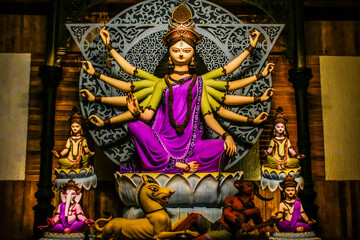 Obraz premium Durga Paja is the greatest festivals of Bengalis. Durga Puja was declared as an Intangible Cultural Heritage of Humanity by UNESCO.