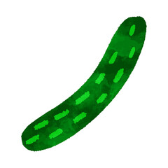 水彩風のきゅうりイラスト（ベクター） / Watercolor Style Cucumber Illustration (Vector)