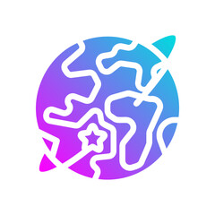 Earth. This is a vector single icon with a solid gradient style. It is suitable for various purposes, including website design, mobile app design, and logo design.