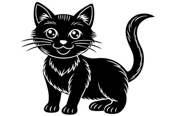 Vector illusion of black and white cat cartoon