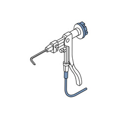 Naklejka premium Flat icon isometric of laparoscopic suturing device isometric ilustration.