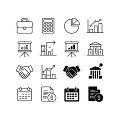 Collection of hand drawn business and finance icons