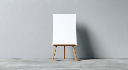 Blank easel against a light gray wall