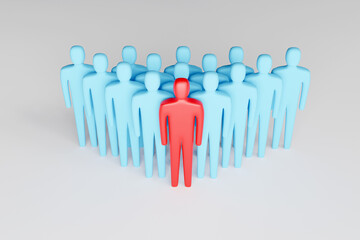 3D renders image show the symbol of a team with a leader.