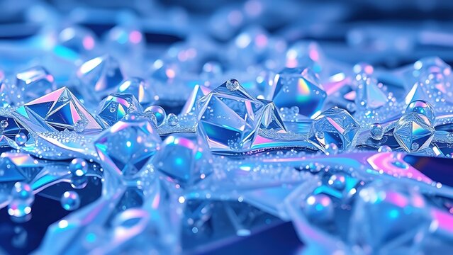 Ultra-high-definition macro shot of iridescent quantum foam forming impossible geometric structures in liquid mercury
