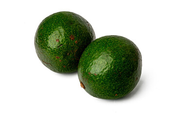 Photo of avocado taken with a high-resolution camera using the focus-stacking technique on a white background.