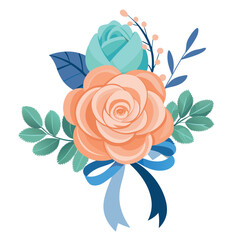 Bouquet of roses on a white background. vector illustration of a rose. abstract floral background.