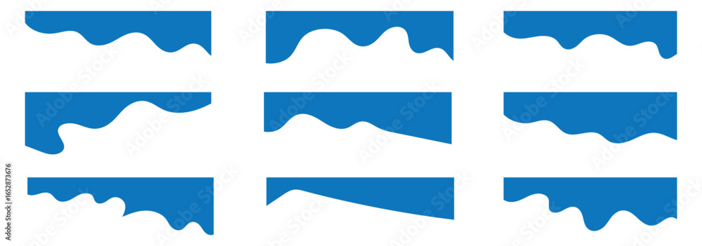 Poster collection of dividers shape templates. curve lines, wave collection of abstract design element. mod
