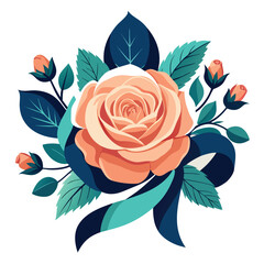Bouquet of roses on a white background. vector illustration of a rose. abstract floral background.