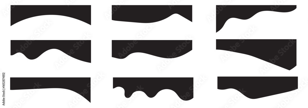 Poster set of website divider, separator curve shape abstract design element vector illustration on white b