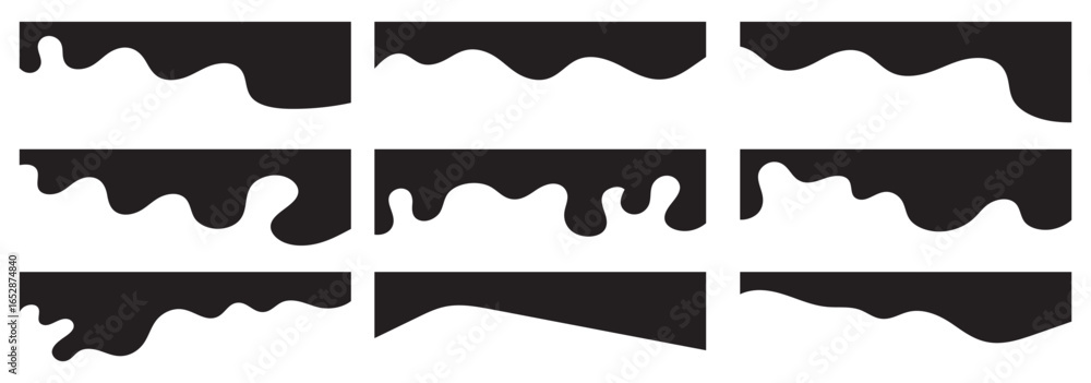 Poster collection of dividers shape templates. curve lines, wave collection of abstract design element. mod